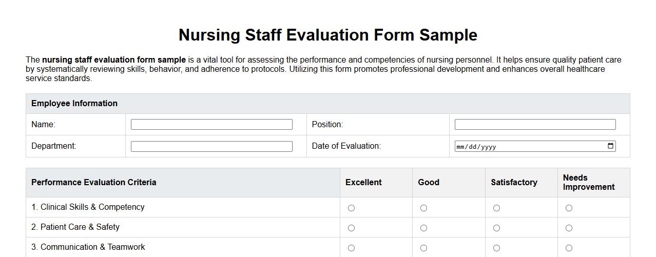 nursing staff evaluation form sample image preview