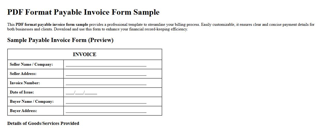 pdf format payable invoice form sample image preview