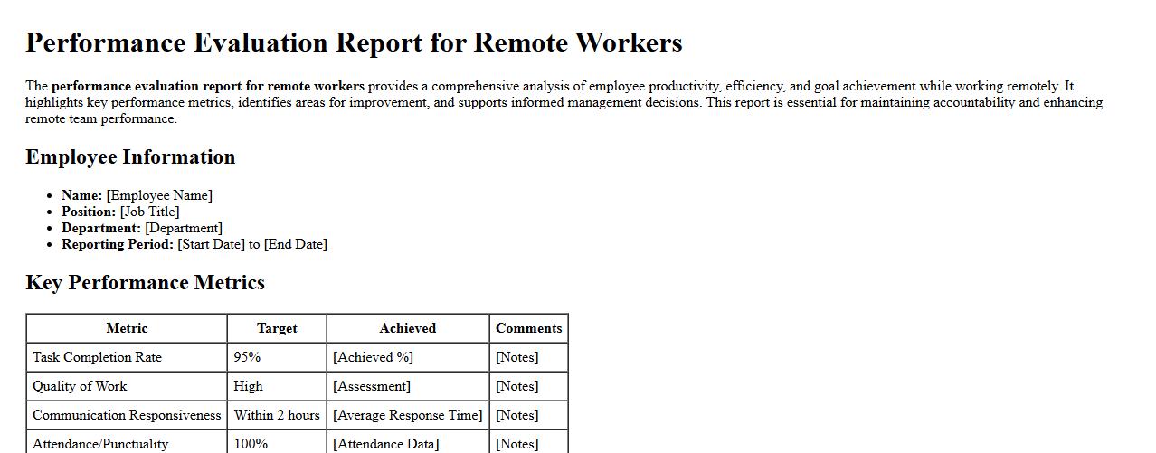 Performance evaluation report for remote workers image preview