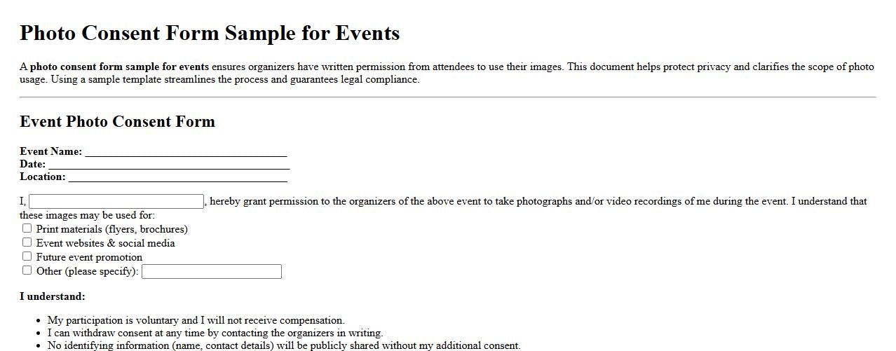 photo consent form sample for events image preview