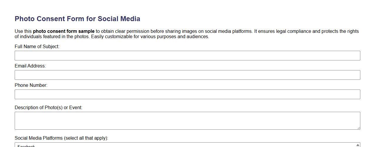 photo consent form sample for social media image preview