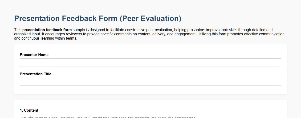 Presentation feedback form sample for peer evaluation image preview