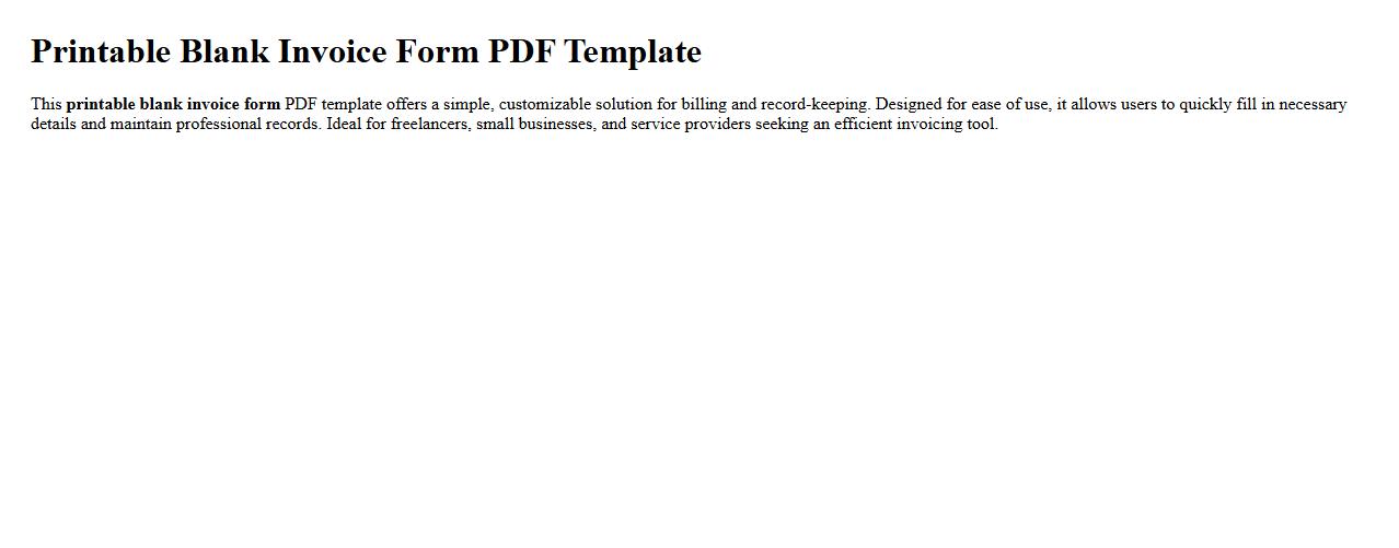 Printable blank invoice form PDF template image preview