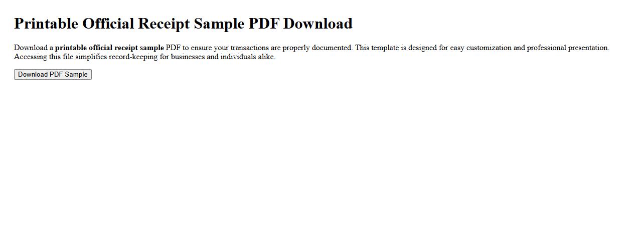 Printable official receipt sample PDF download image preview