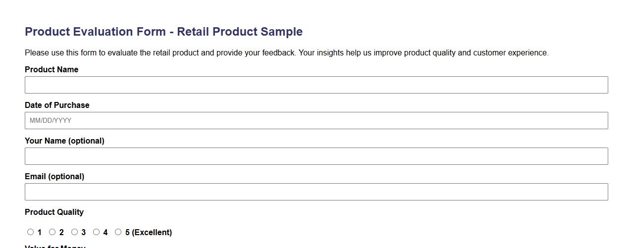 product evaluation form sample for retail products image preview