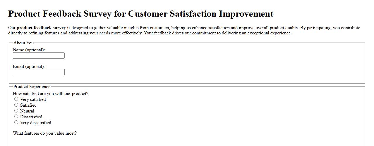 Product feedback survey for customer satisfaction improvement image preview