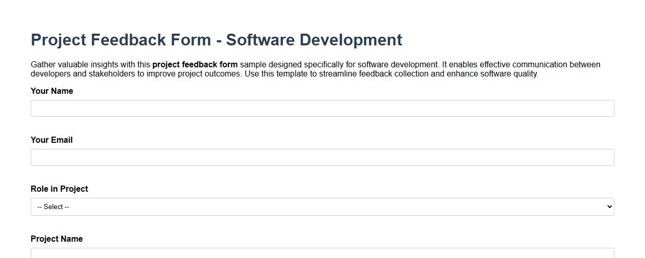 Project feedback form sample for software development image preview