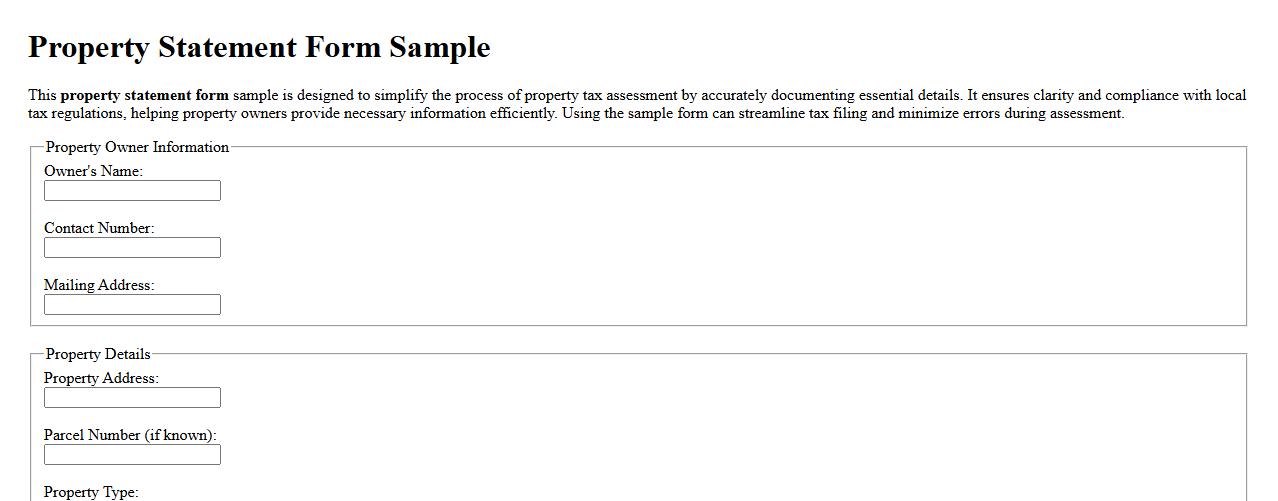 Property statement form sample for property tax assessment image preview