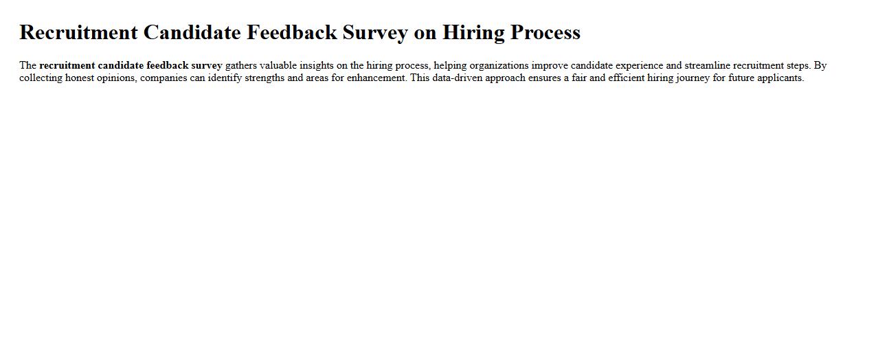 Recruitment candidate feedback survey on hiring process image preview