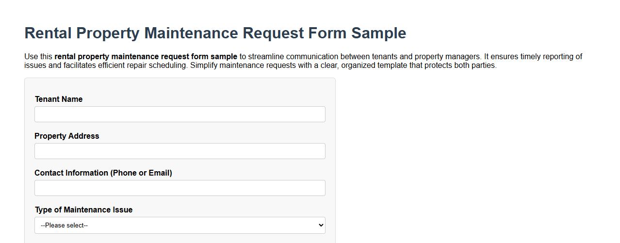 Rental property maintenance request form sample image preview