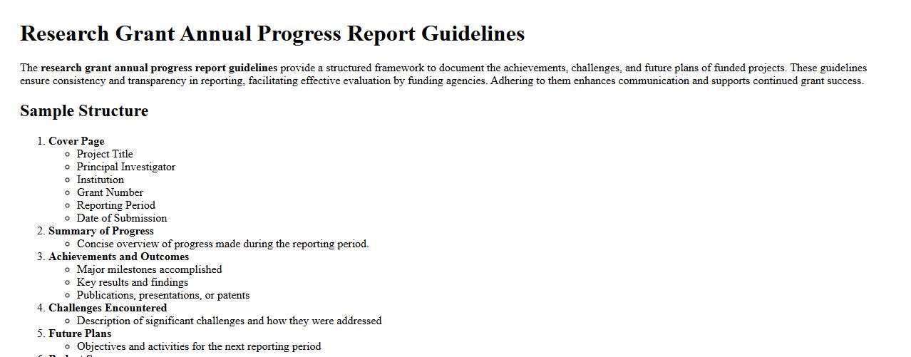 research grant annual progress report guidelines image preview