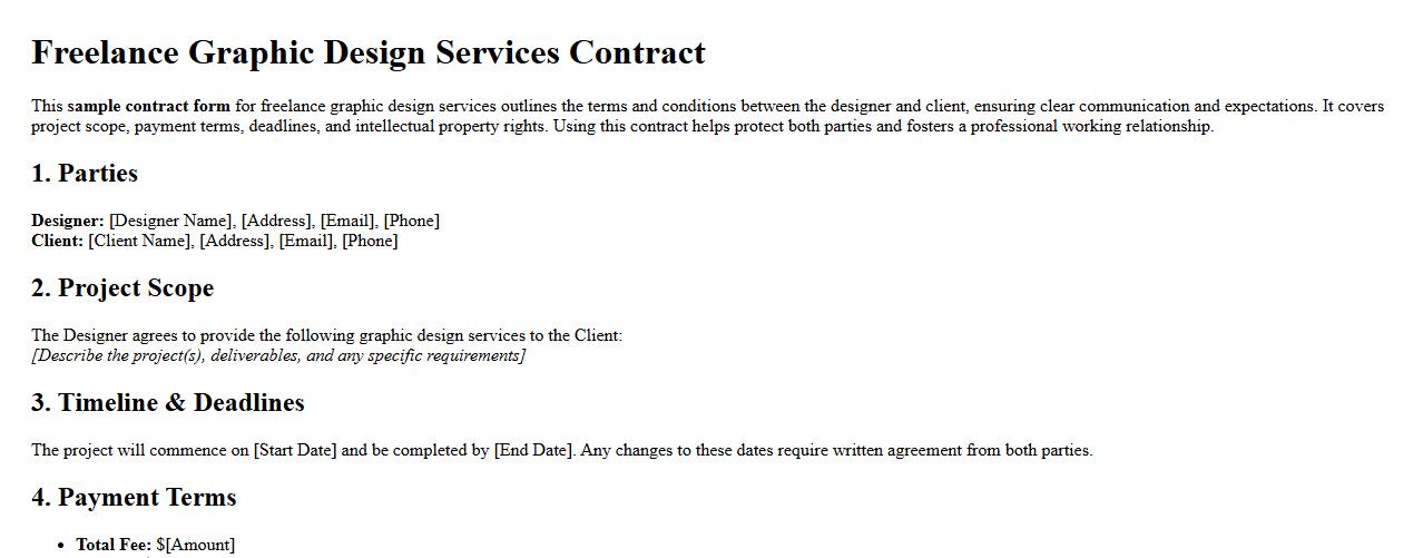 sample contract form for freelance graphic design services image preview
