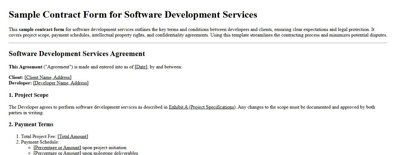 sample contract form for software development services image preview