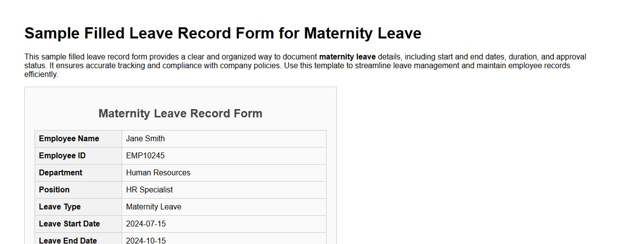 sample filled leave record form for maternity leave image preview