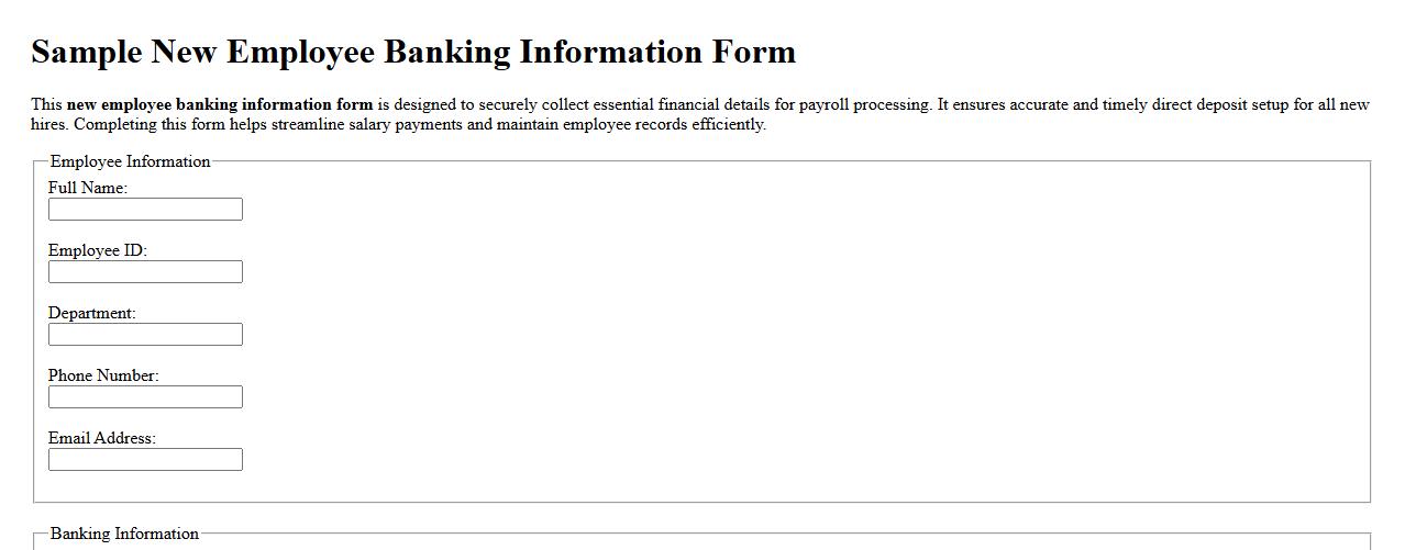 Sample new employee banking information form image preview