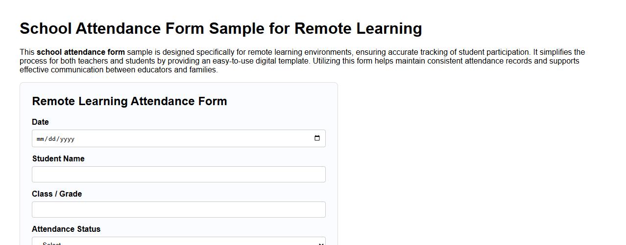 School attendance form sample for remote learning image preview