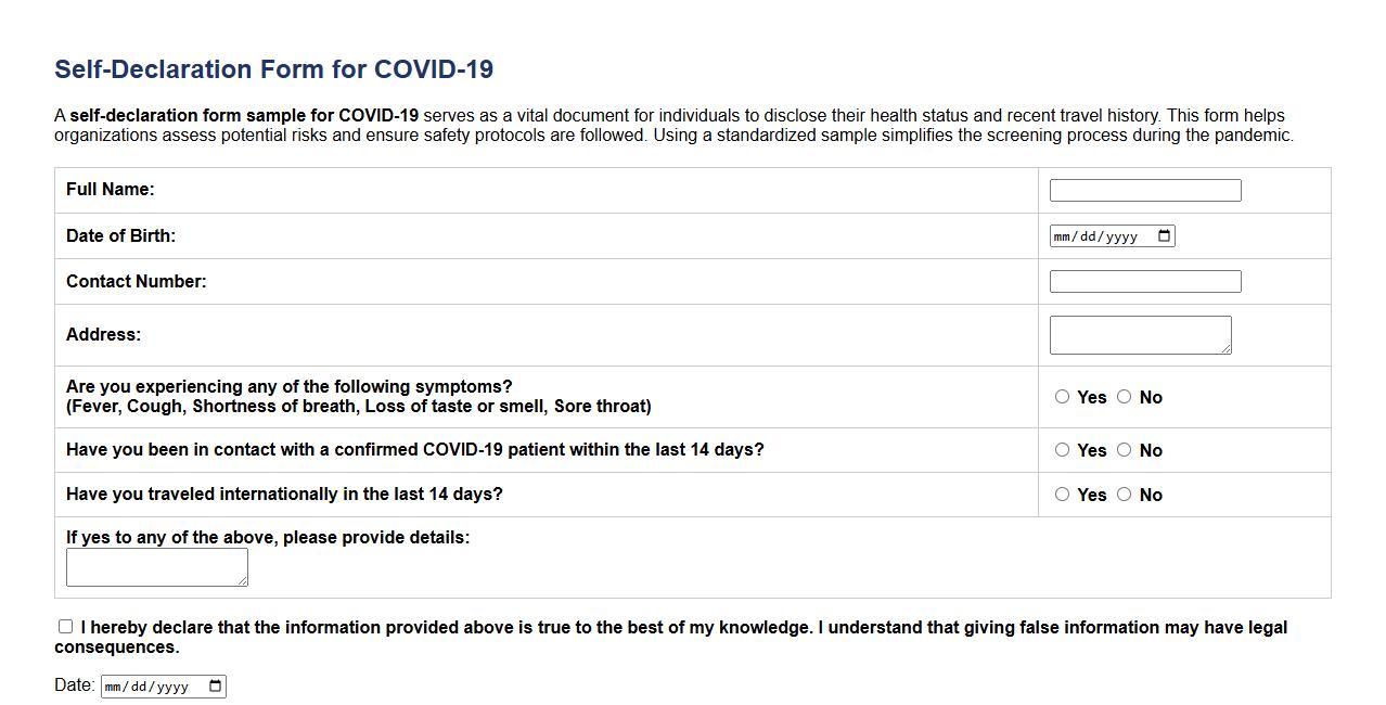 self-declaration form sample for covid-19 image preview