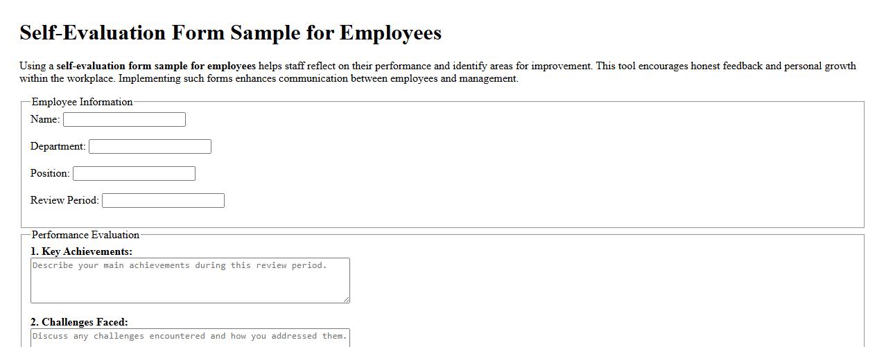 self-evaluation form sample for employees image preview