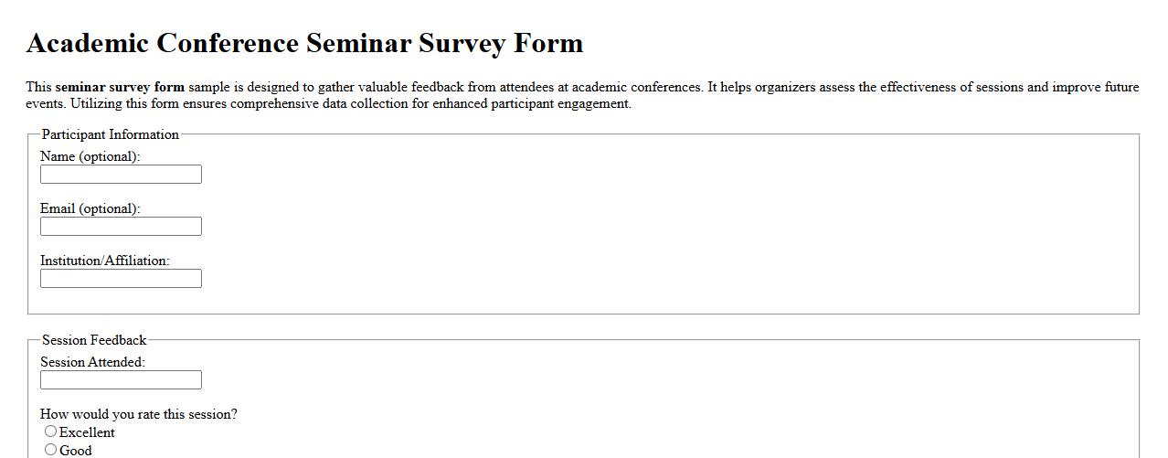 seminar survey form sample for academic conferences image preview