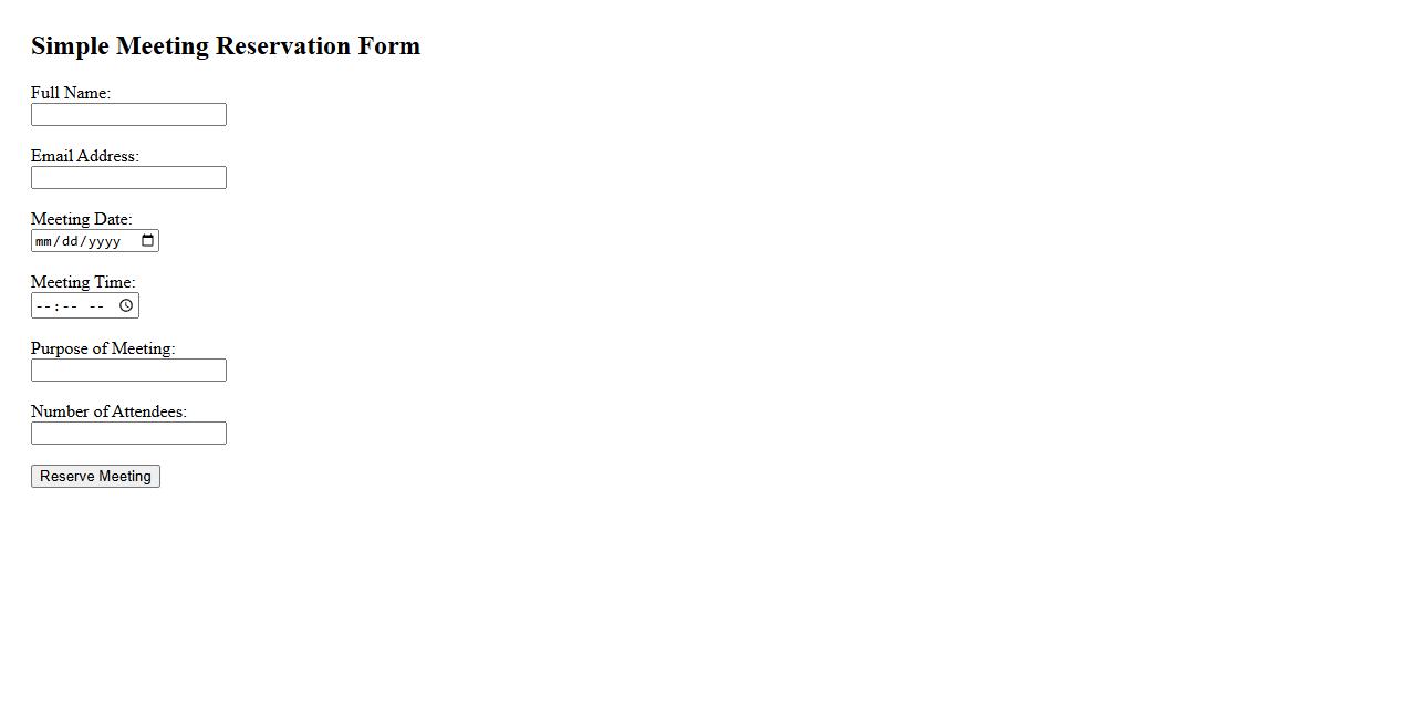 simple meeting reservation form sample template image preview