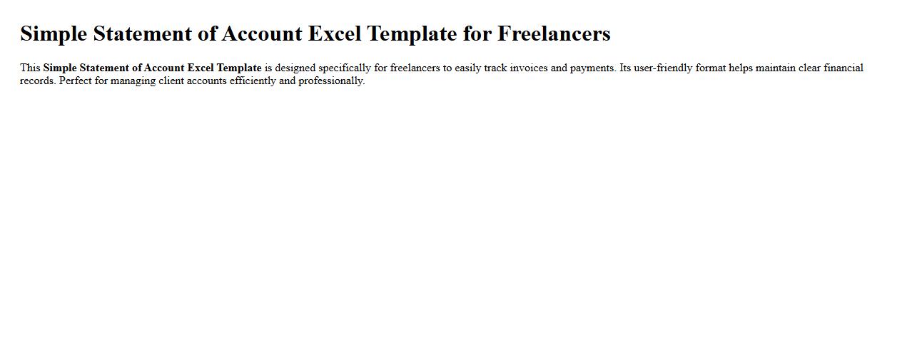 Simple statement of account Excel template for freelancers image preview