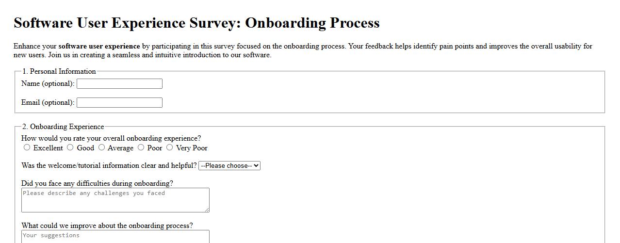 software user experience survey for onboarding process image preview