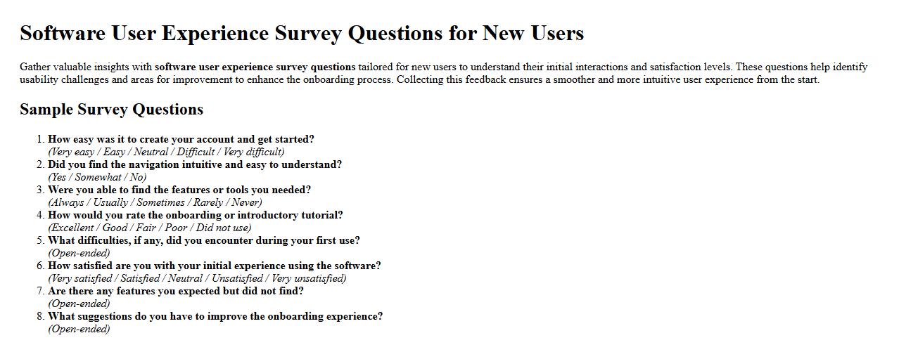 software user experience survey questions for new users image preview