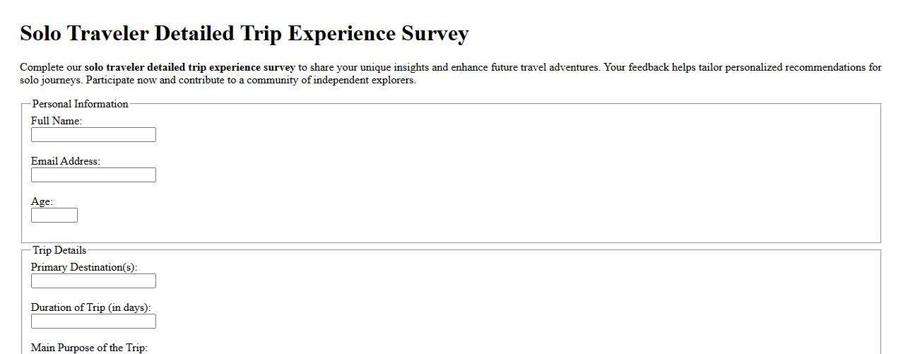 Solo traveler detailed trip experience survey image preview