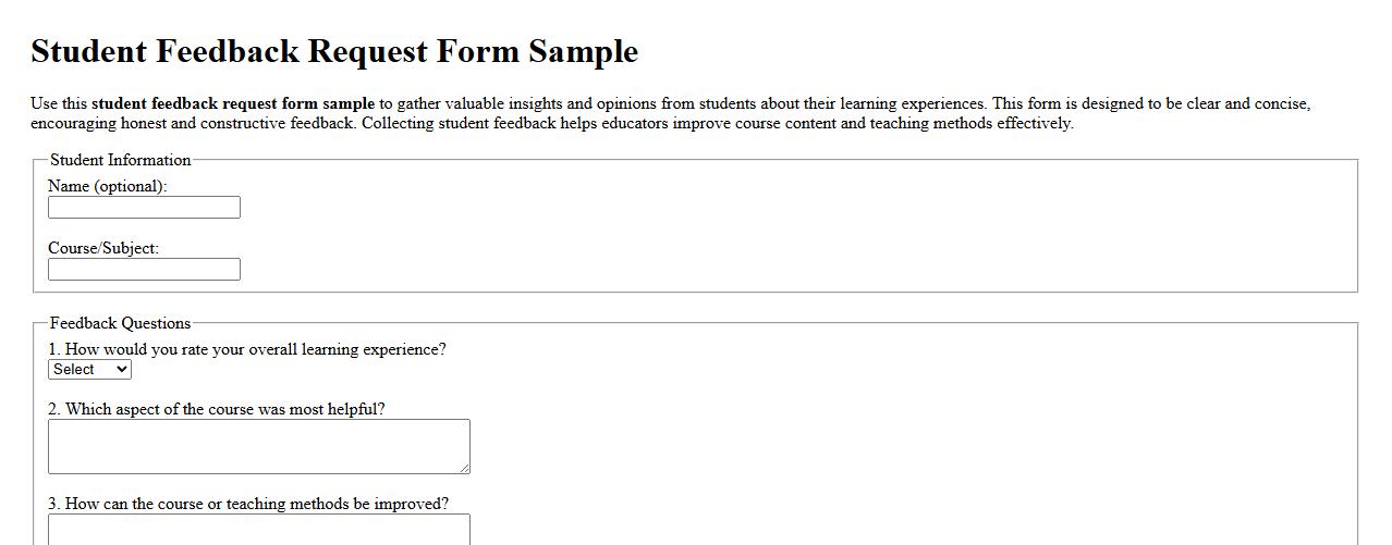 student feedback request form sample image preview