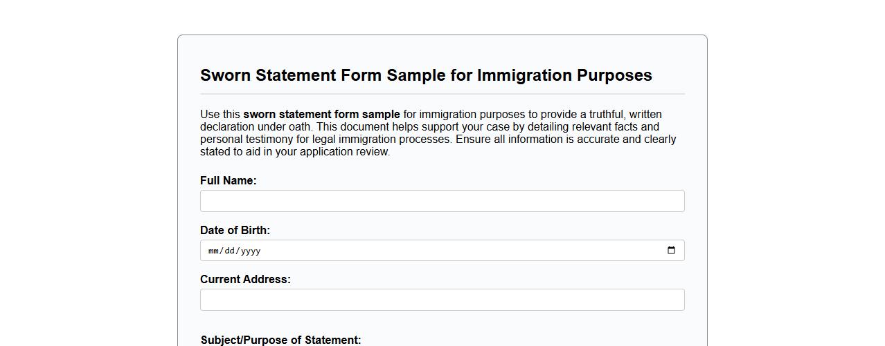 Sworn statement form sample for immigration purposes image preview