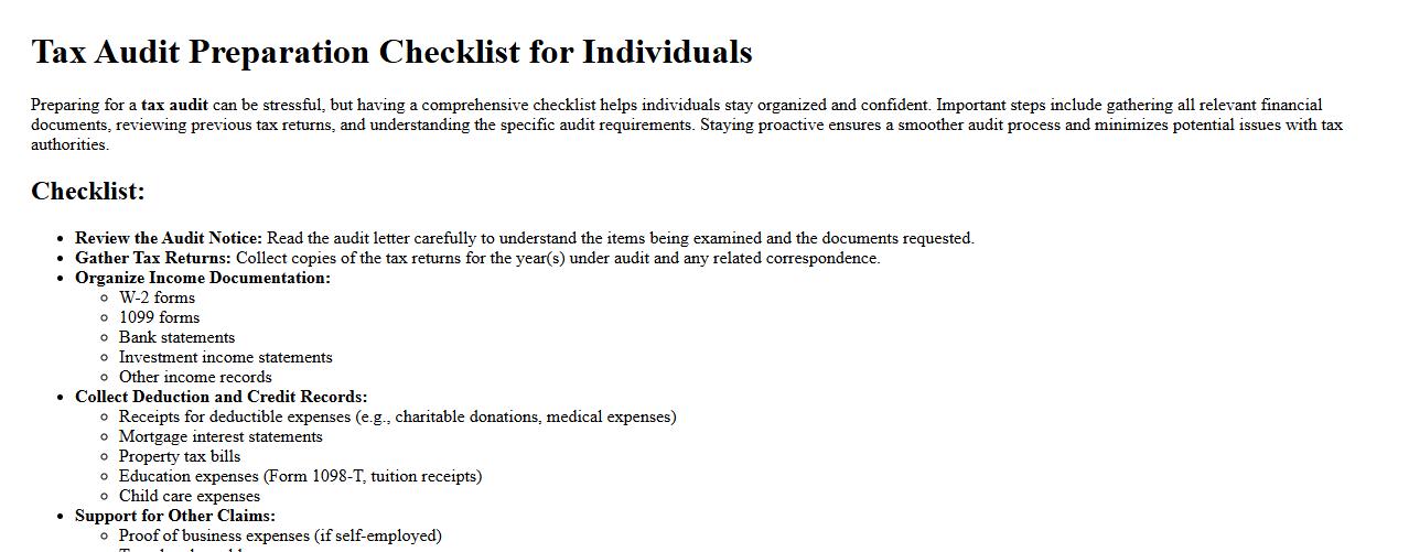 tax audit preparation checklist for individuals image preview
