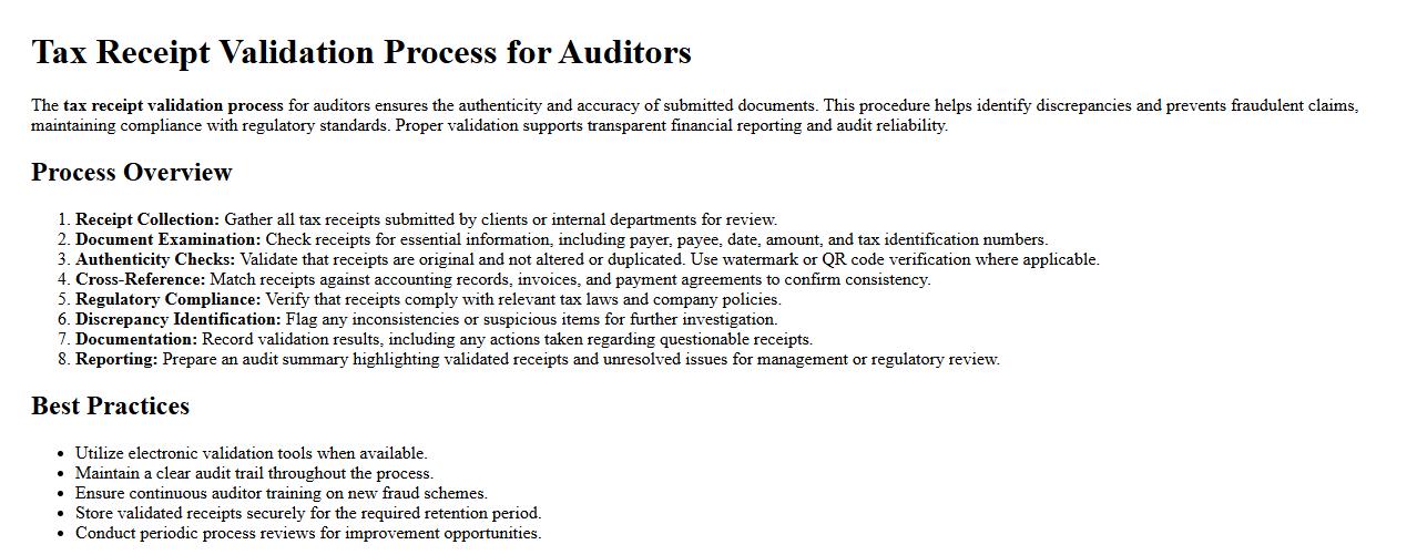 tax receipt validation process for auditors image preview