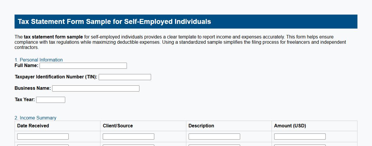 tax statement form sample for self-employed individuals image preview