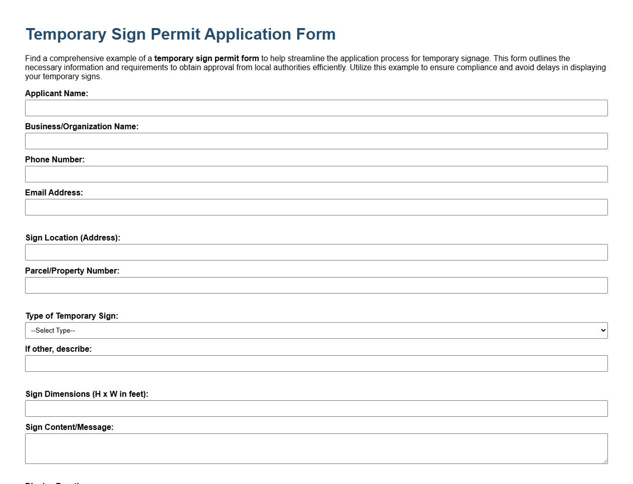 temporary sign permit form example image preview