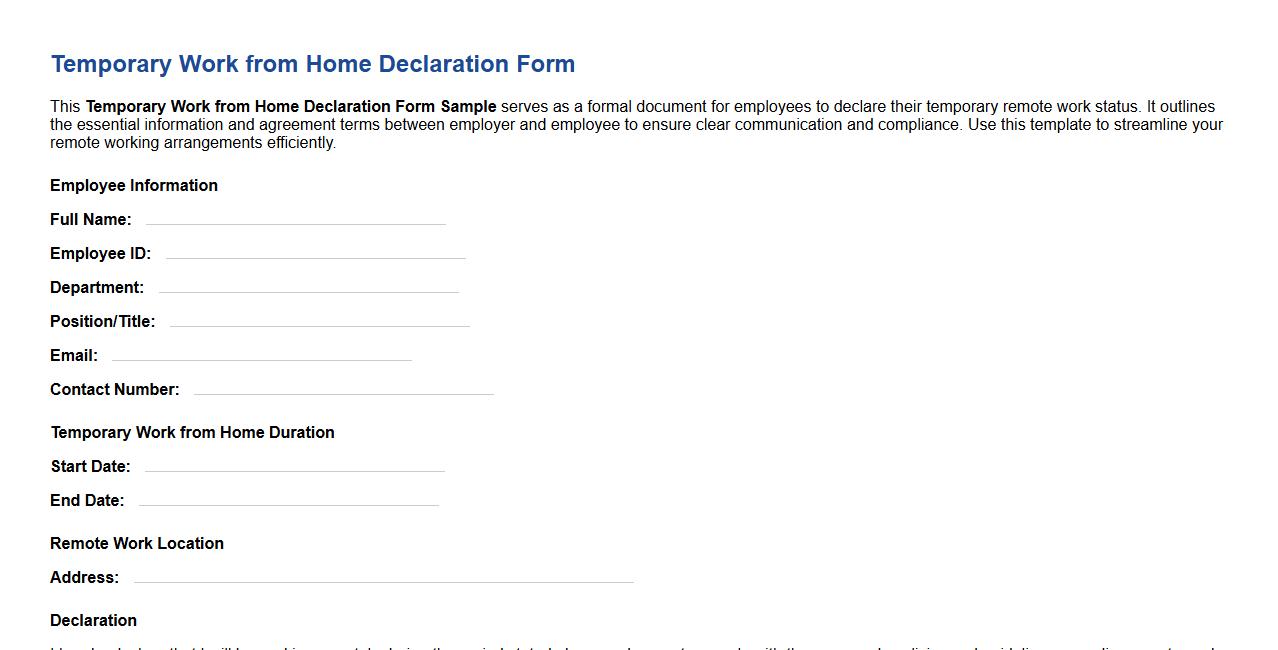 Temporary work from home declaration form sample image preview