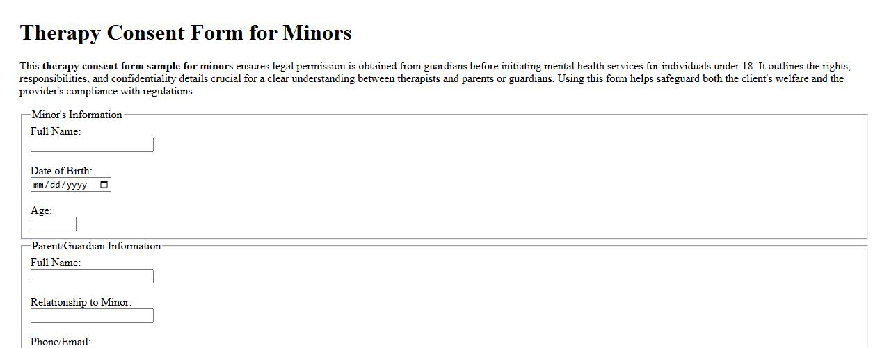 Therapy consent form sample for minors image preview