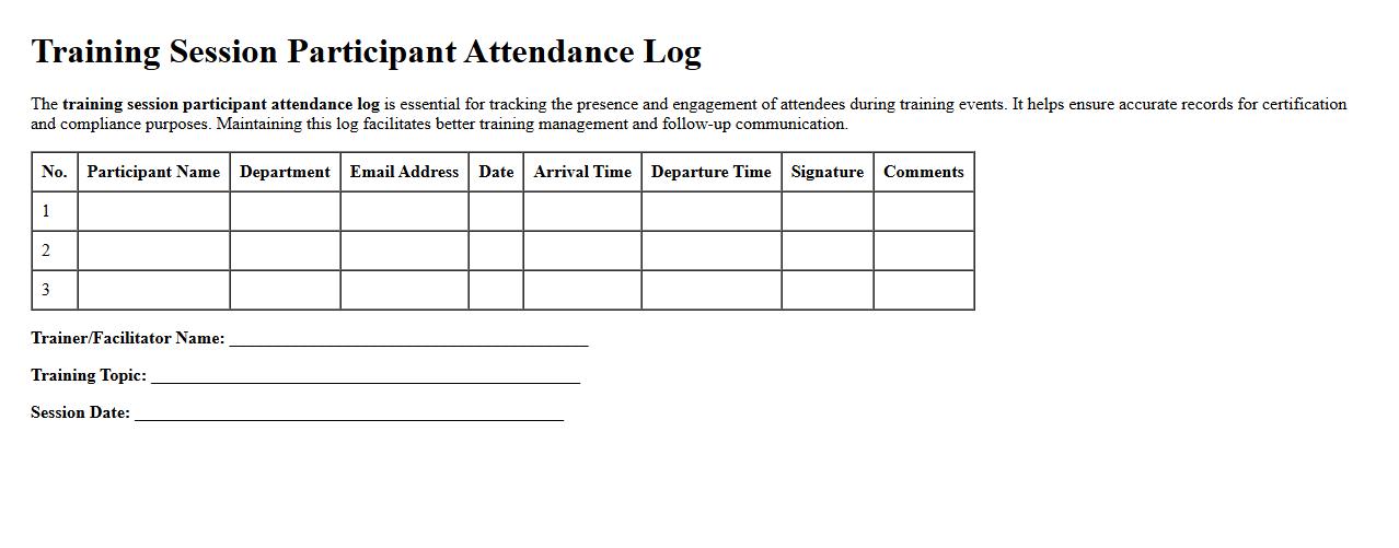 training session participant attendance log image preview