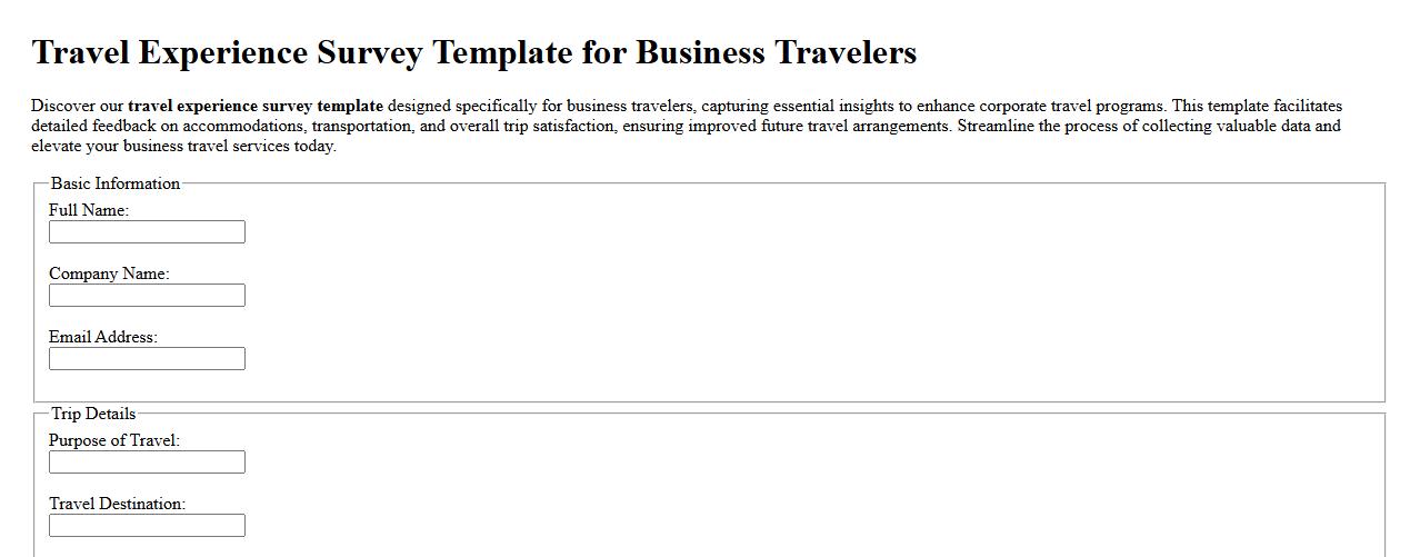 Travel experience survey template for business travelers image preview