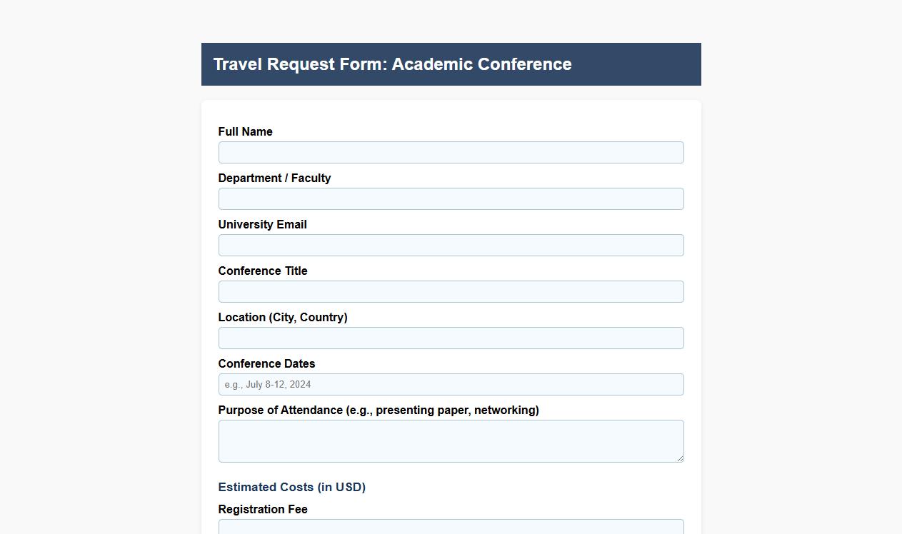 travel request form sample for academic conferences image preview