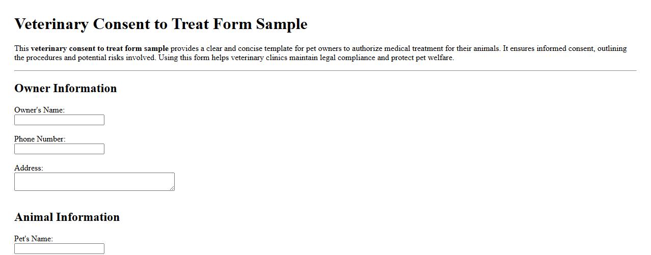 veterinary consent to treat form sample image preview