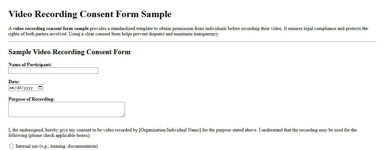 Video recording consent form sample image preview