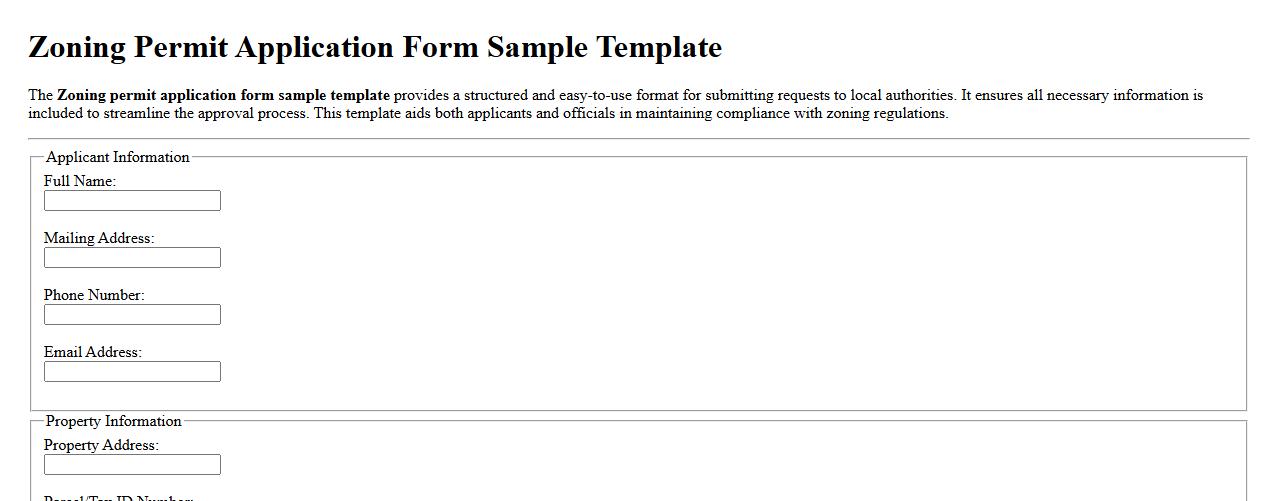 Zoning permit application form sample template image preview