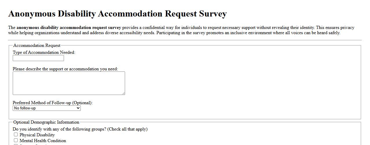 Anonymous disability accommodation request survey image preview