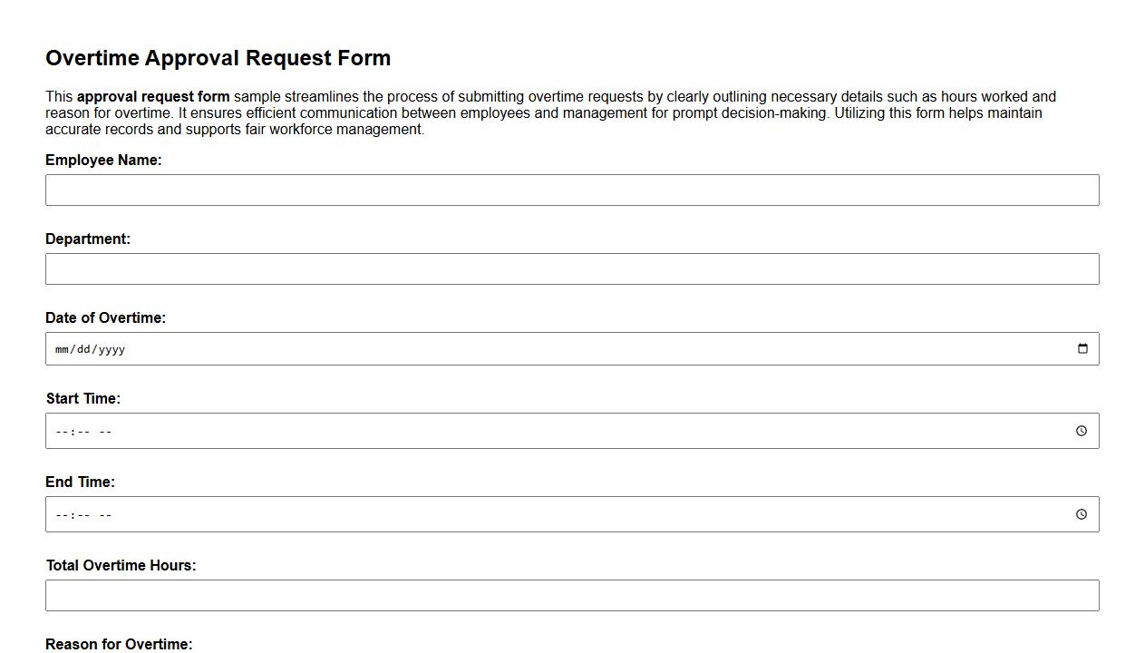 Approval request form sample for overtime request image preview