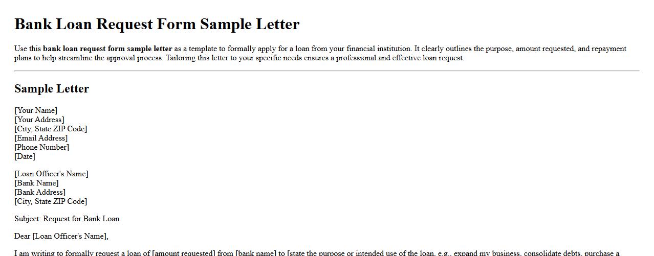 Bank loan request form sample letter image preview