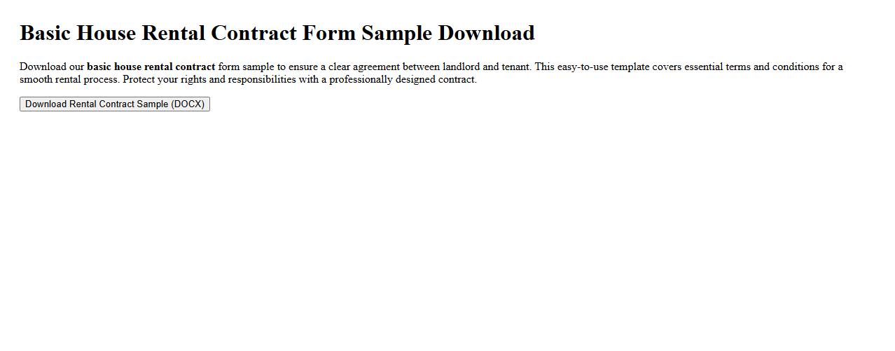 Basic house rental contract form sample download image preview