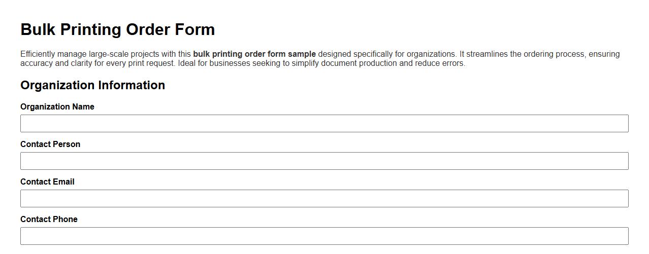 Bulk printing order form sample for organizations image preview