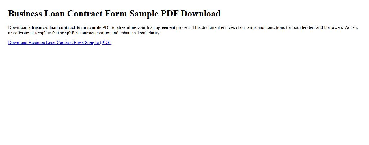 business loan contract form sample PDF download image preview