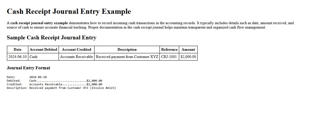 cash receipt journal entry example image preview