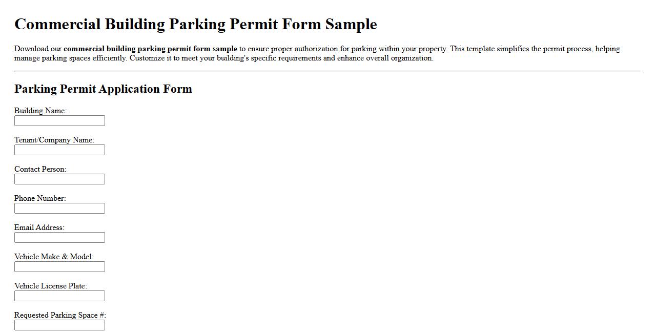 commercial building parking permit form sample image preview
